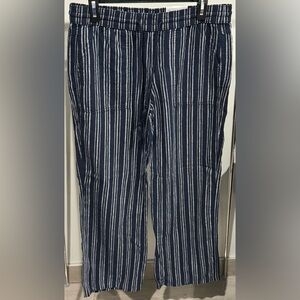 Sonoma Navy & Silver Striped Straight Leg Mid Rise Pants Size M New With Tags